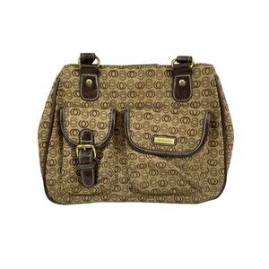 Minicci Monogram Print Brown Shoulder Bag W/ Dual Pockets & Adjustable Strap